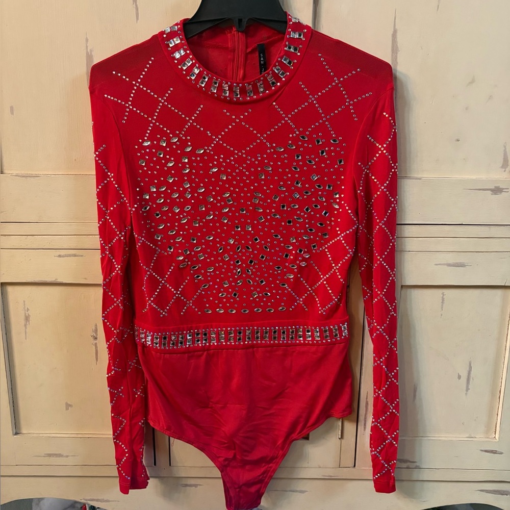Red Rhinestone Embellished Top - Picture 2 of 2